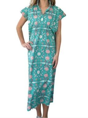 HOLLY SHAE DESIGN june caftan dress Sea shells Cotton Resortwear